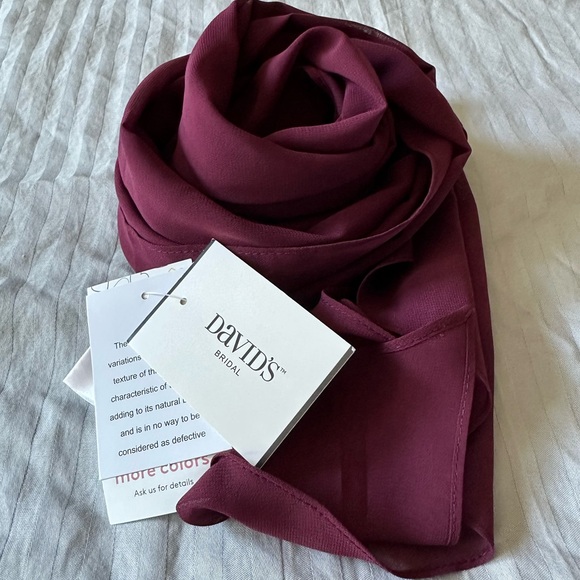 David's Bridal Accessories - David's Bridal Deep Burgundy Chiffon Wrap